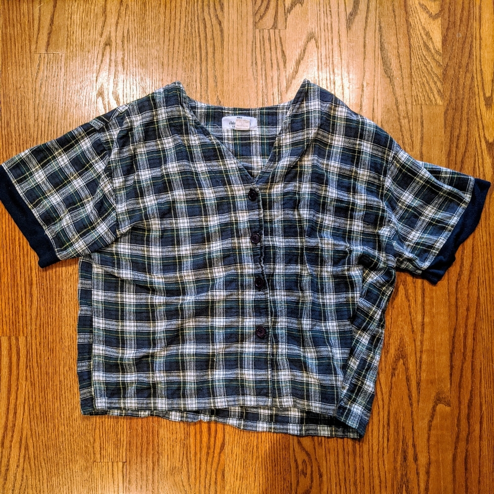 Plaid pajama top Colesce Couture size L 💯 cotton